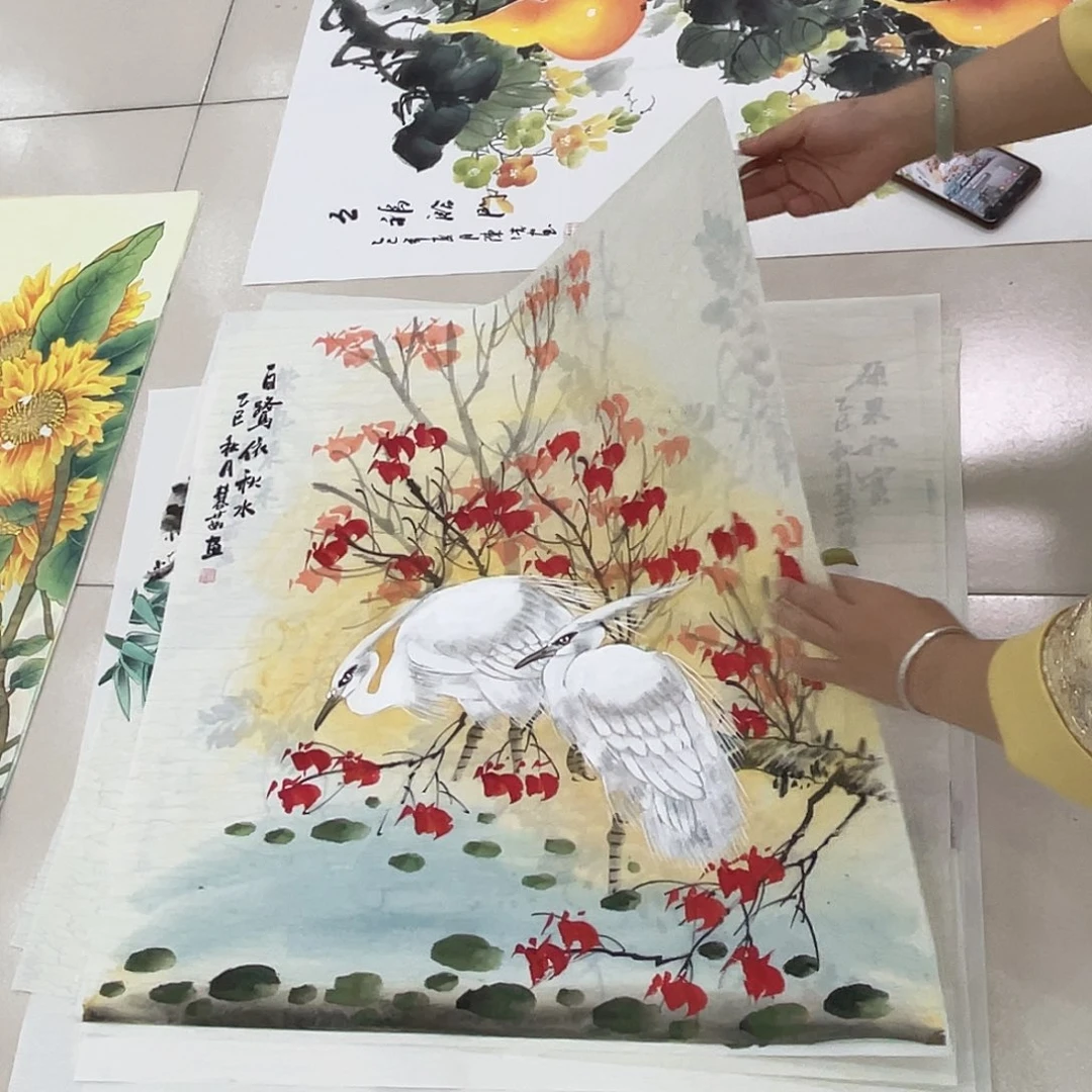 国画纯手绘山水花鸟