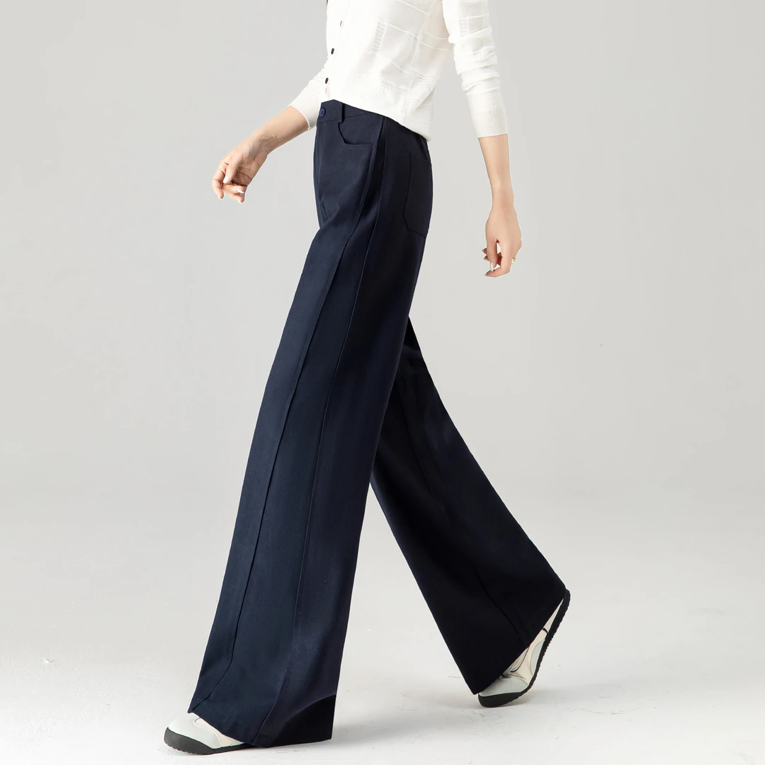 A版宽松阔腿裤女秋2025独特超好看裤子垂感设计感高腰拖地直筒裤
