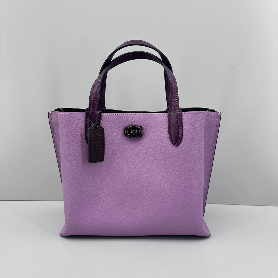 95新 COACH/蔻驰 willow紫色菜篮子24X20X10cmM061203