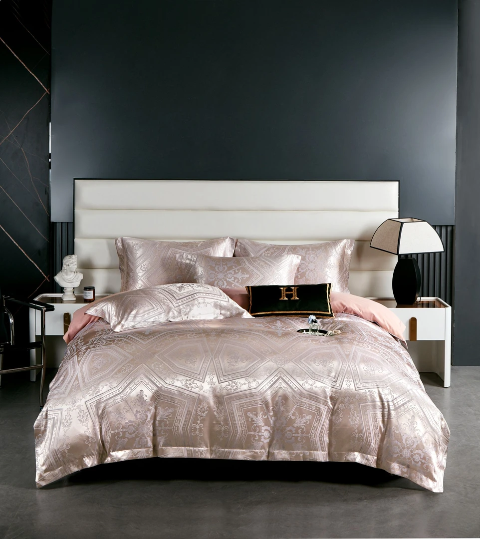 欧婷贡缎提花四件套裸睡透气亲肤欧式高档简约