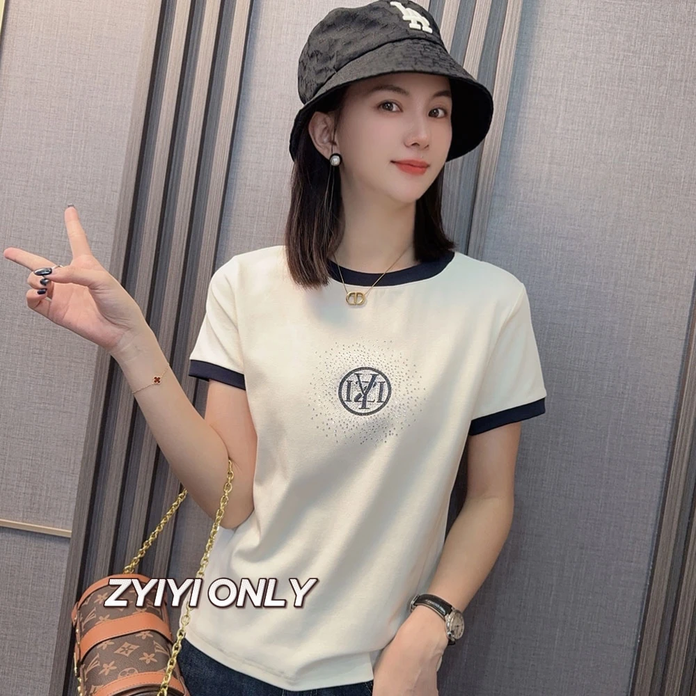【星星点点】2025夏季新款短袖T恤修身显瘦印花休闲百搭上衣女
