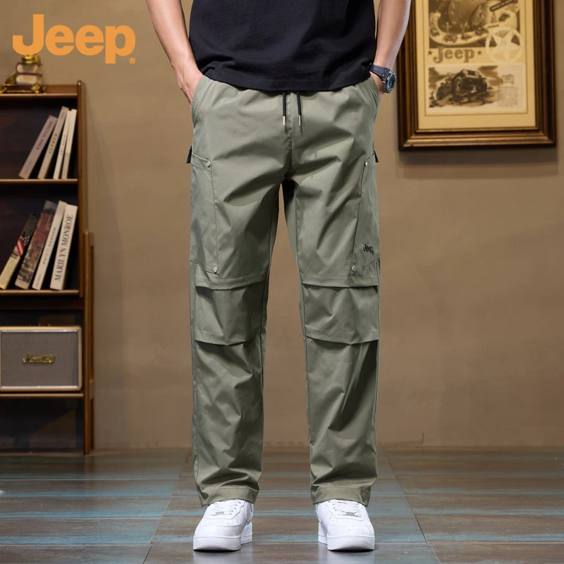Jeep吉普男士2025春秋季新款休闲百搭宽松直筒脚口休闲工装裤男