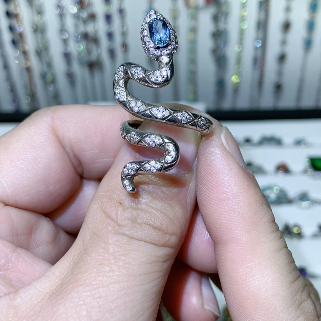 绿水晶戒指银S925镶嵌