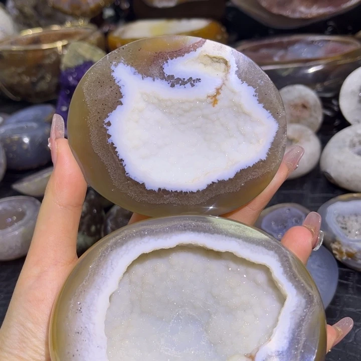 珠宝半成品水晶未镶嵌雪景盆