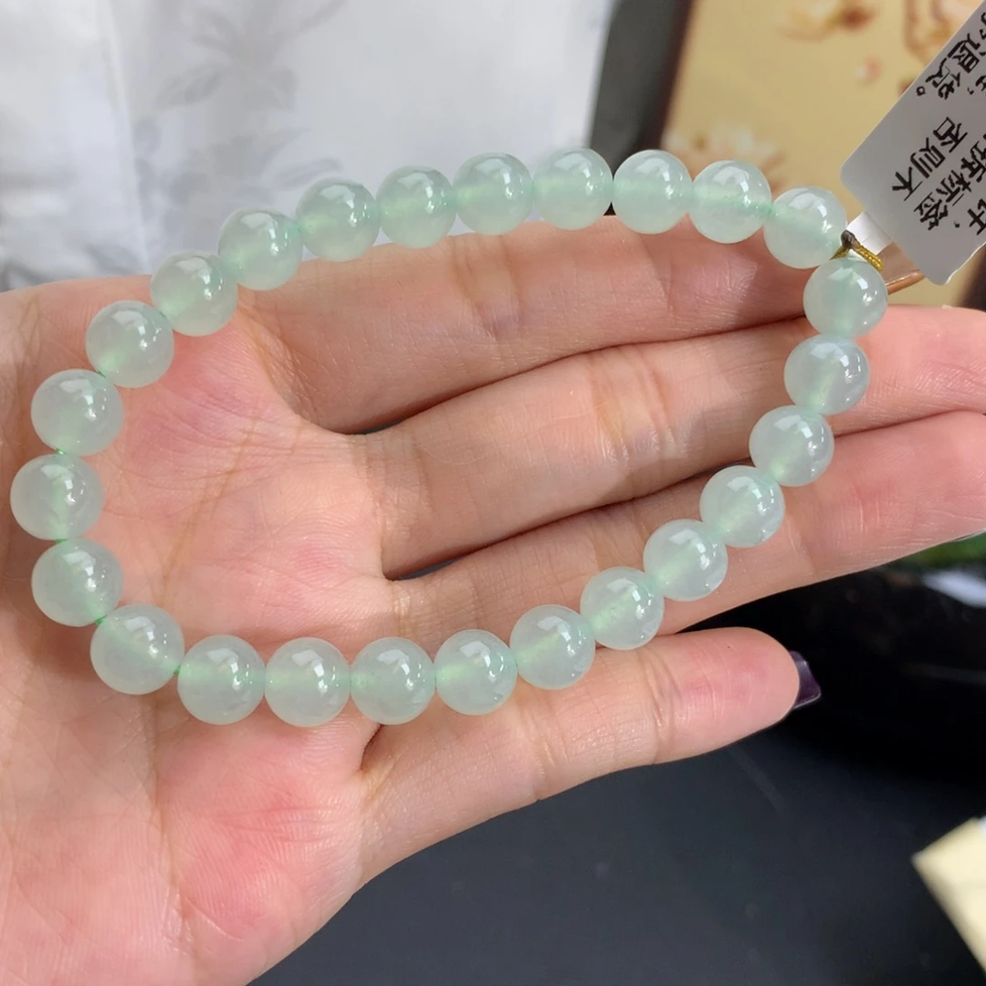 翡翠未镶嵌手串卡7.6冰胶淡淡晴手串