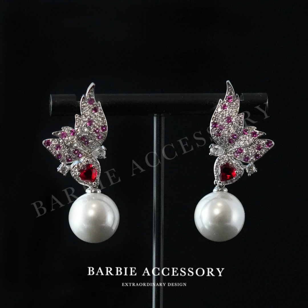 铜合金合成锆石耳饰 【翼红光珠】法式既视设计款高级感绝美耳环