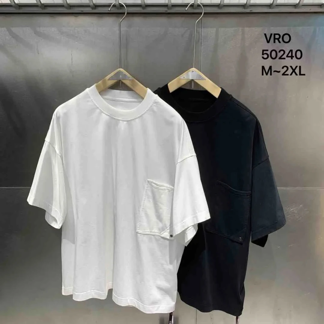 S1-1方形贴袋长绒棉精梳棉宽松圆领短袖T恤