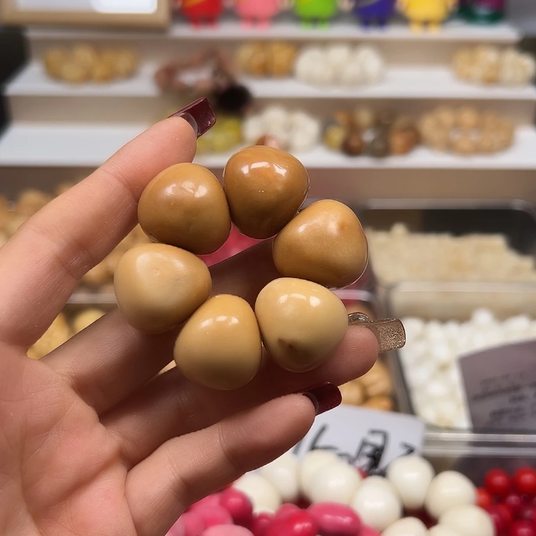 手串菩提根/象牙果瑕疵茶色蒜瓣手捻1条表面有裂