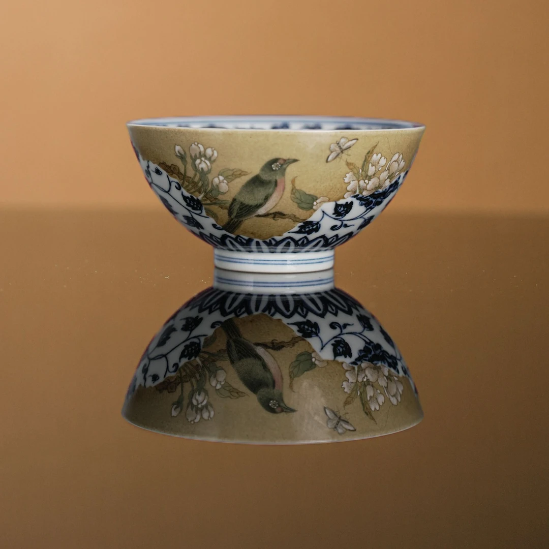 雅圣宋画青花花鸟册主人杯 景德镇手工手绘窑口精品陶瓷高端茶器