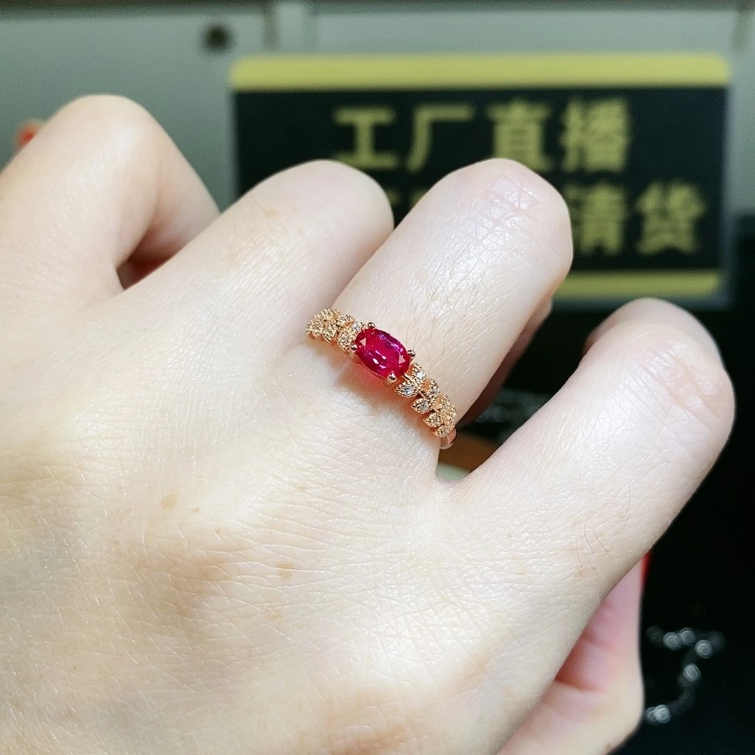 红宝石戒指银S925镶嵌