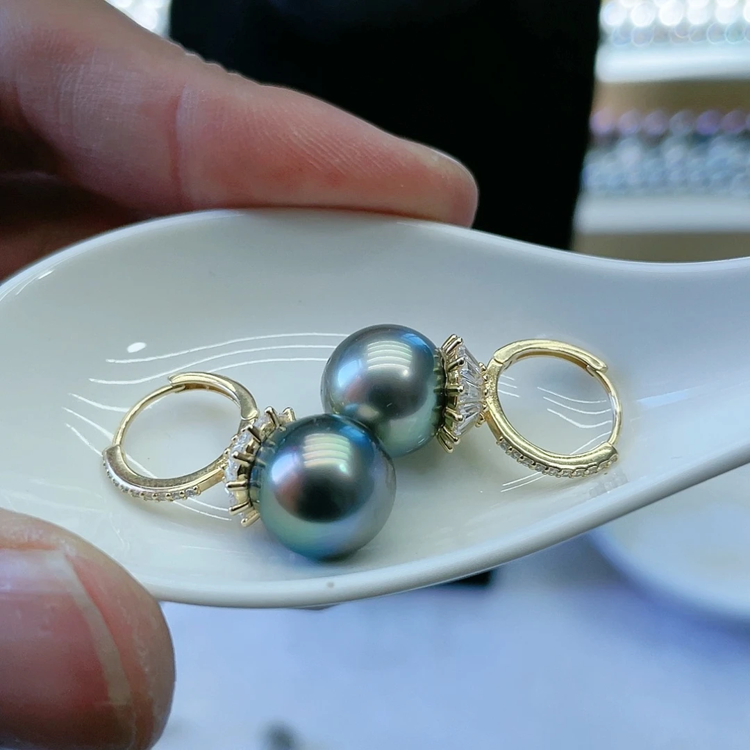 海水珍珠耳饰银S925镶嵌