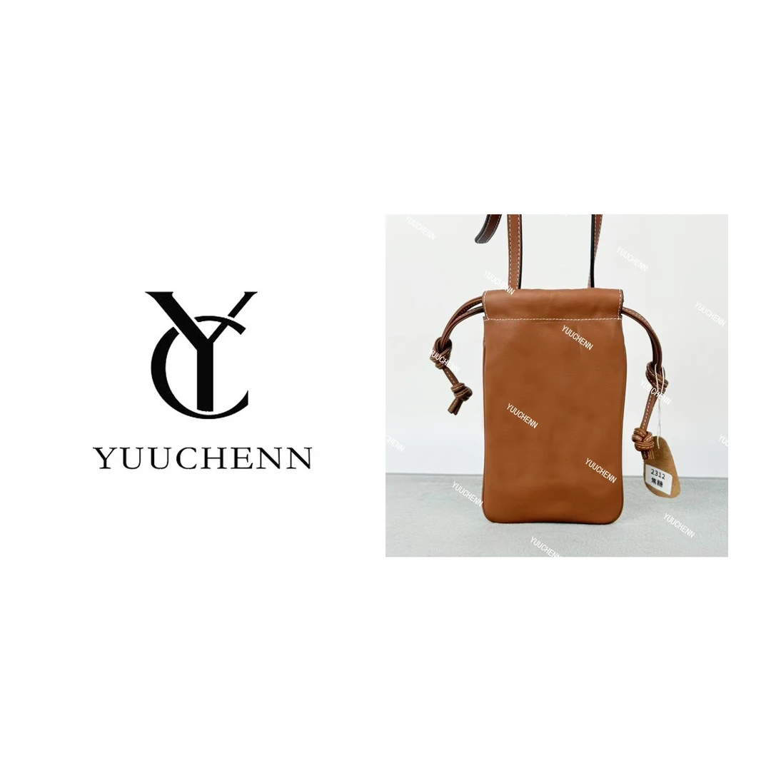 YUUCHENN/瑟琳同款【抽绳手机包】进口牛皮12cm HH6183