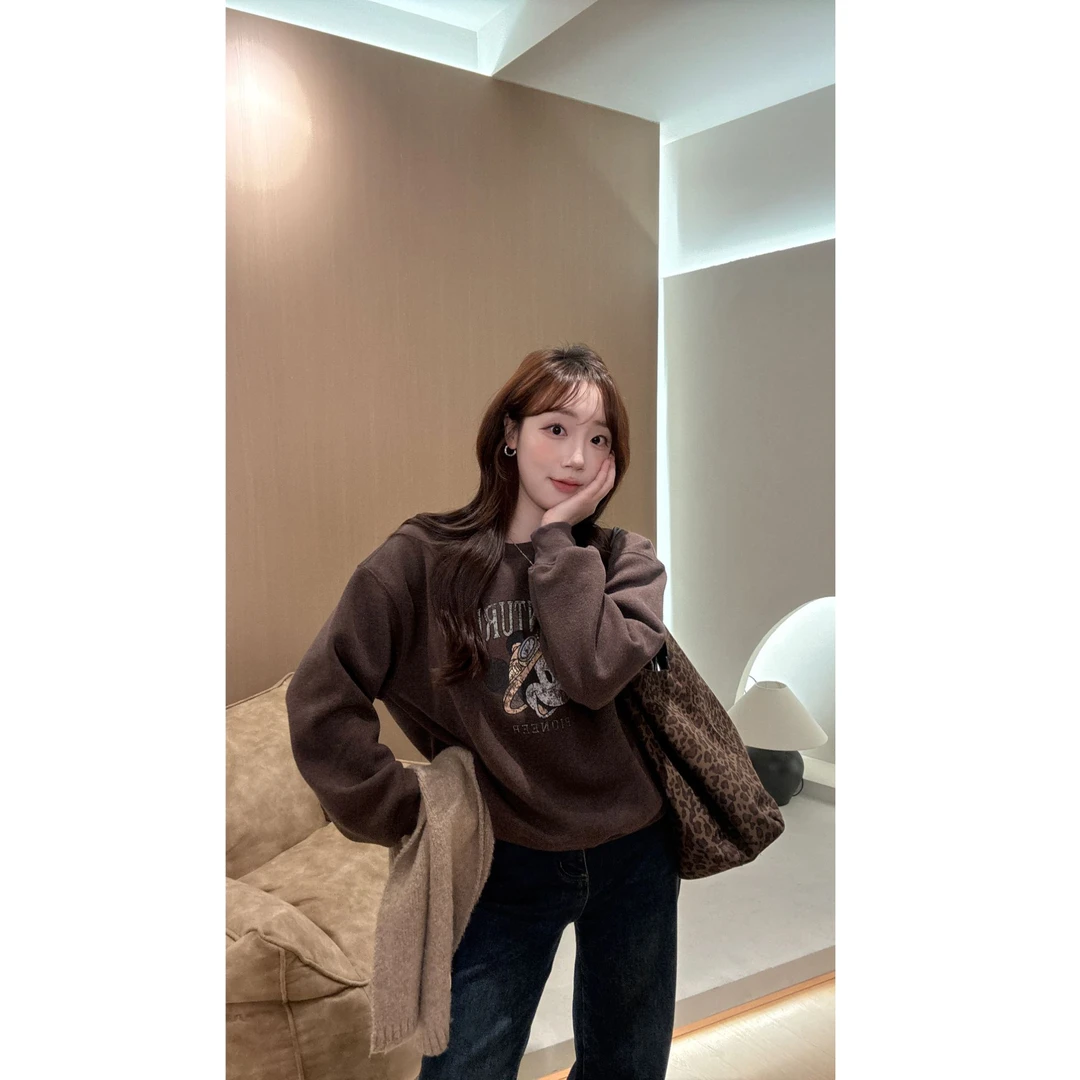 YPP！【米奇卫衣】套头款常规印花圆领短款长袖卫衣