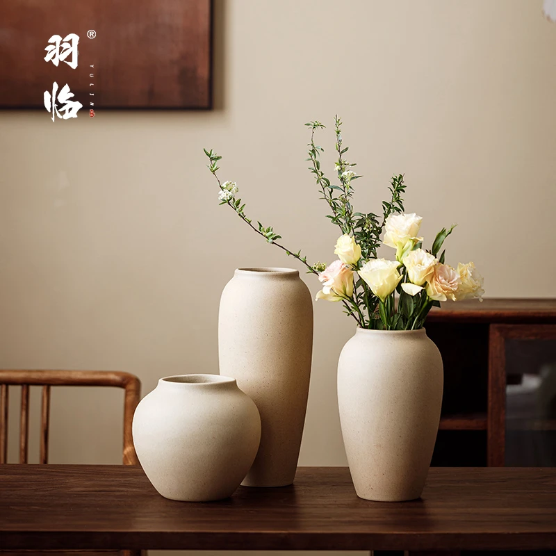景德镇新中式陶瓷花瓶装饰摆件客厅插花干枝复古台面陶罐水培花器