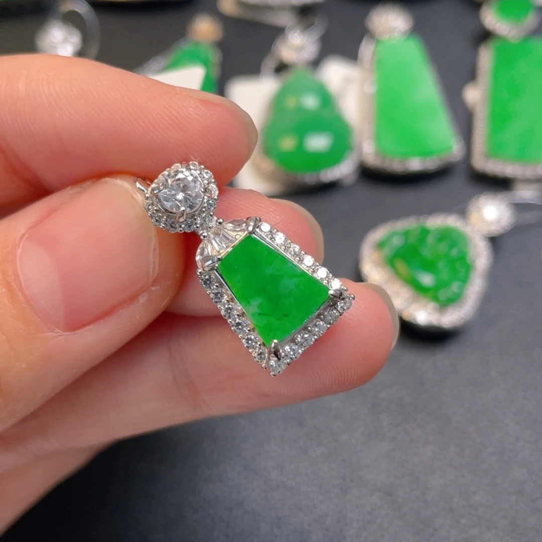 翡翠银S925镶嵌吊坠(不含链)