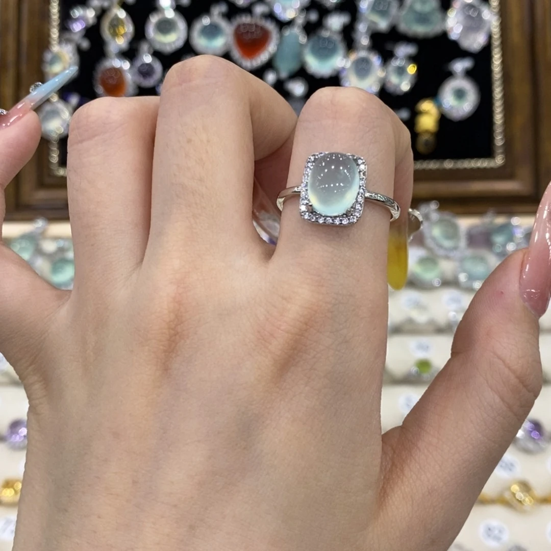 蛇纹石玉银S925镶嵌戒指