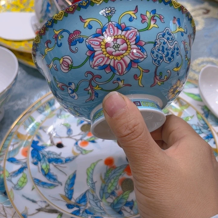 瓷片蓝色珐琅彩腕十个微瑕4.5村