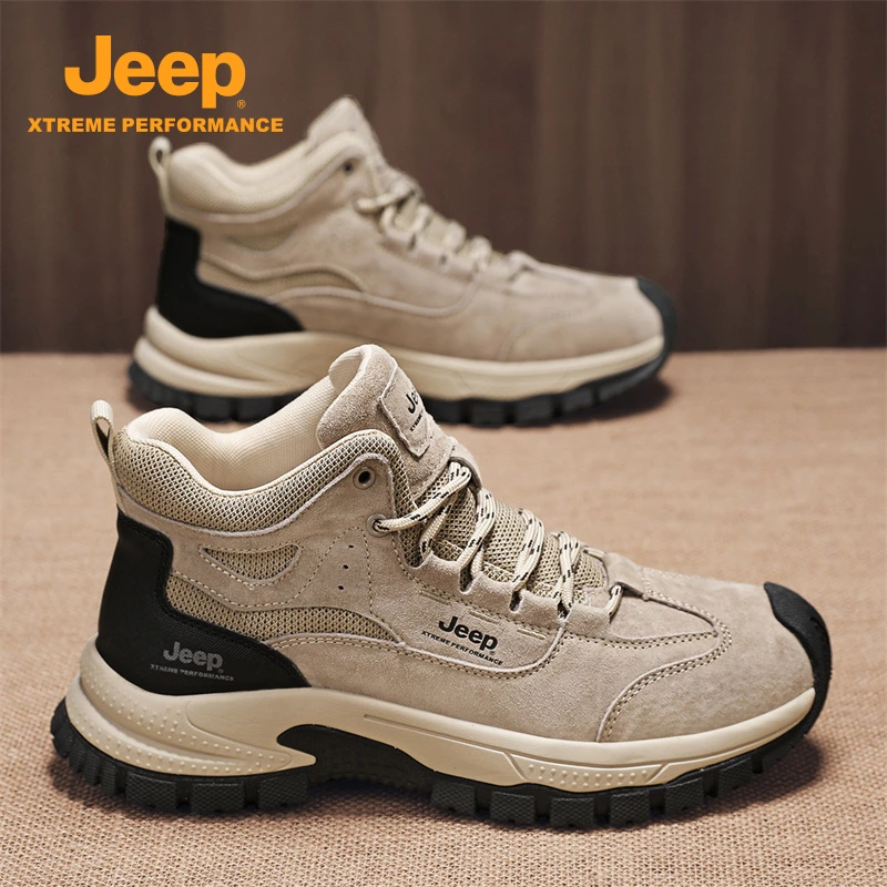 JEEP吉普春季新款户外轻便防滑高帮舒适百搭时尚好穿不贵休闲男鞋