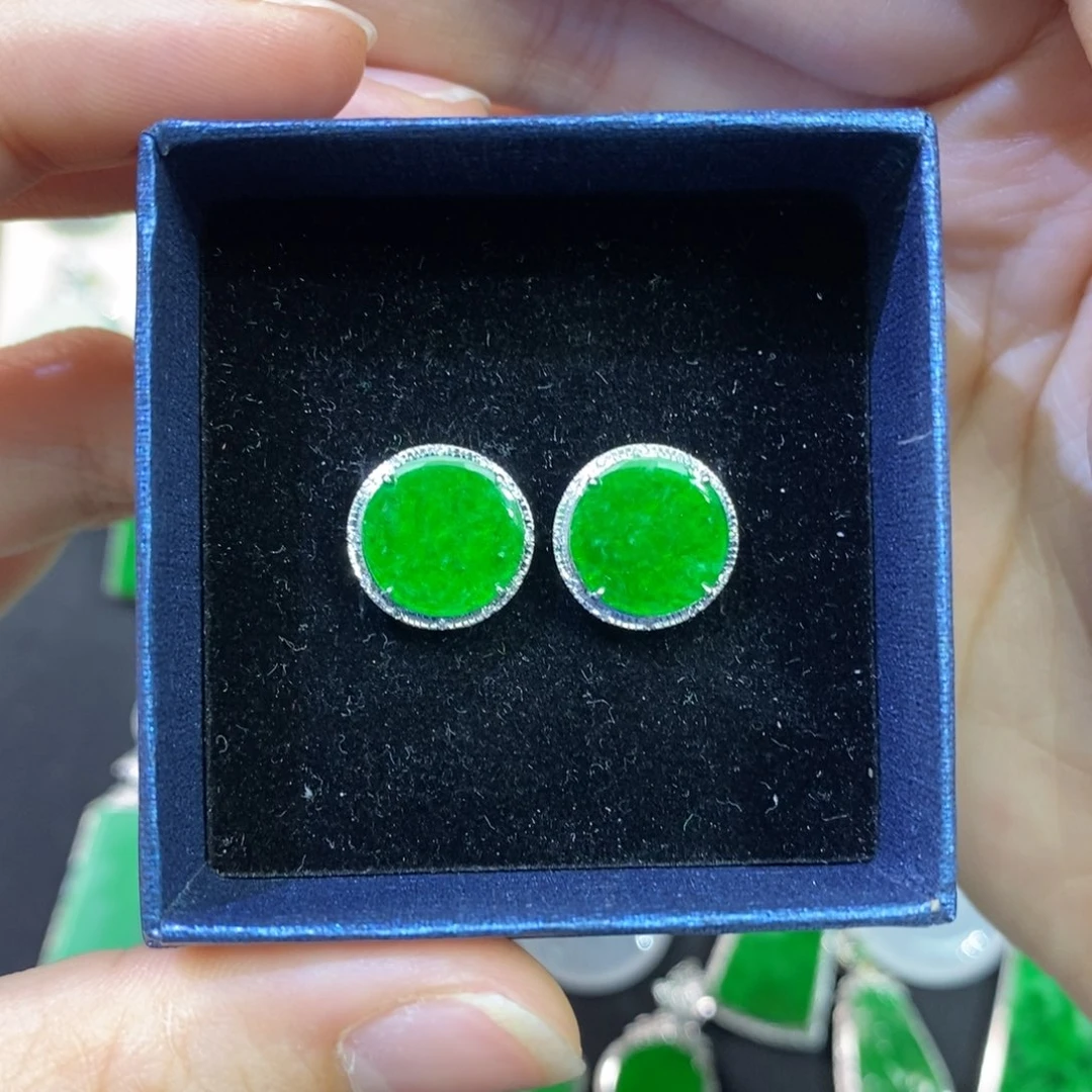 翡翠耳饰18K金镶嵌耳包