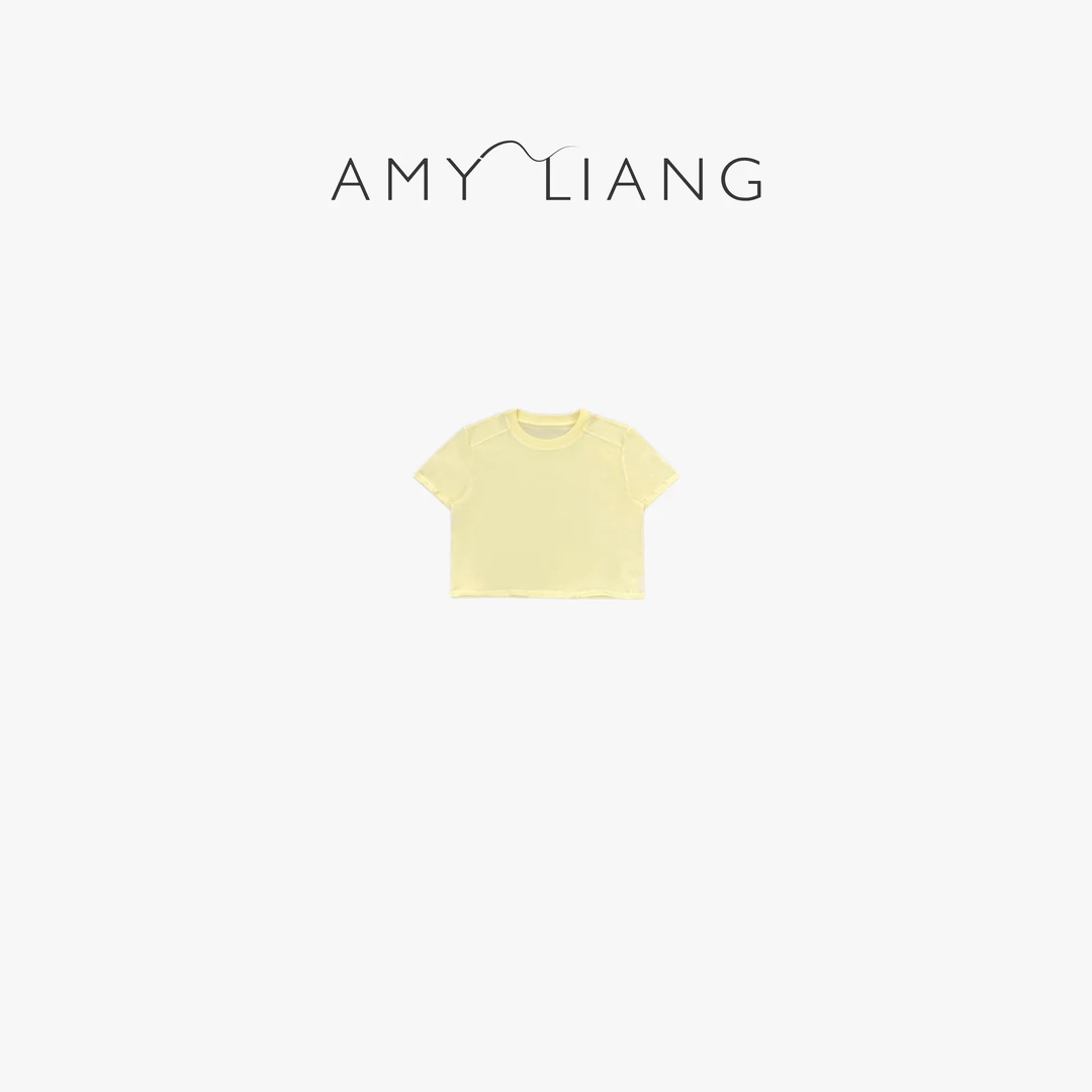 AMYLIANG｜25春夏新款纯色棉质舒适时尚圆领T恤YR1DX0097