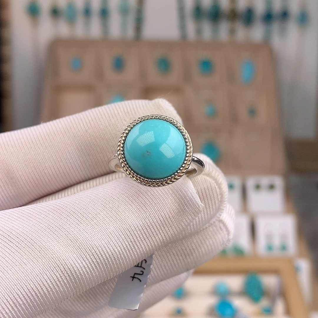 绿松石银S925镶嵌戒指