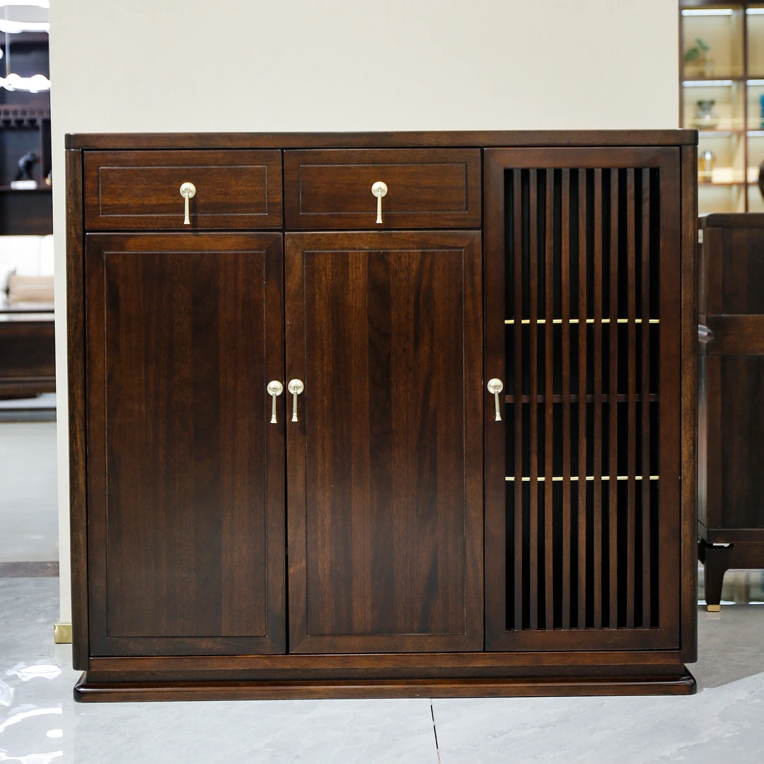 （大利家具）009-J2鞋柜黑檀木多用鞋柜玄关柜置物客厅隔断中式