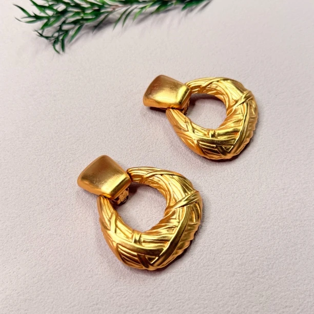 铜合金耳饰 【六六中古】孤品复古重工耳夹te2816