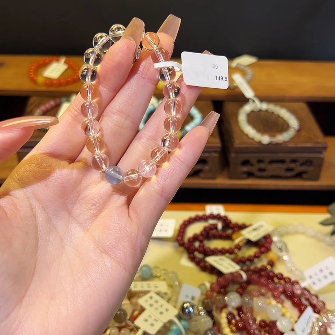 水晶手链银S925镶嵌白水500