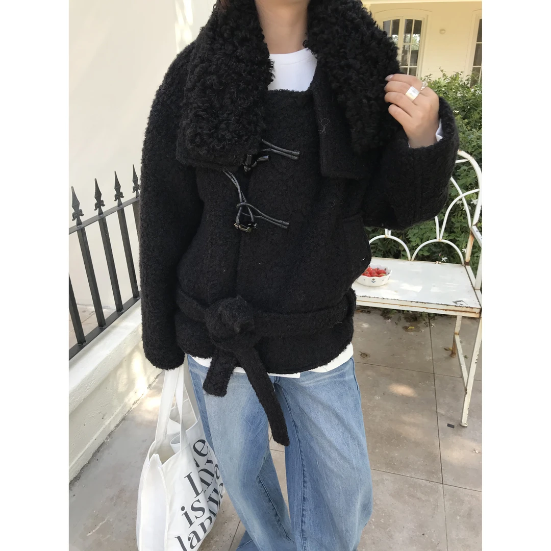 JYZ SEASON,翻领秋冬毛呢外套长袖休闲冬季翻领厚款外套女百搭