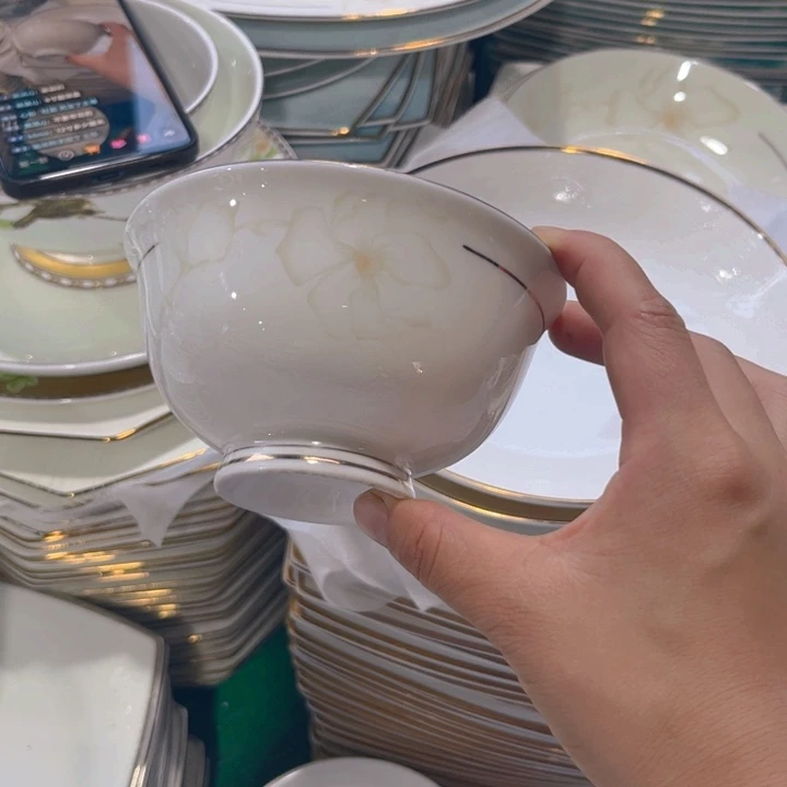瓷片高脚碗十个微瑕4.5寸