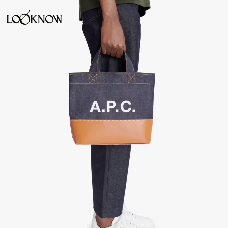 A.P.C.设计师品牌LOOKNOW2025年春季新款深蓝色迷你托特包