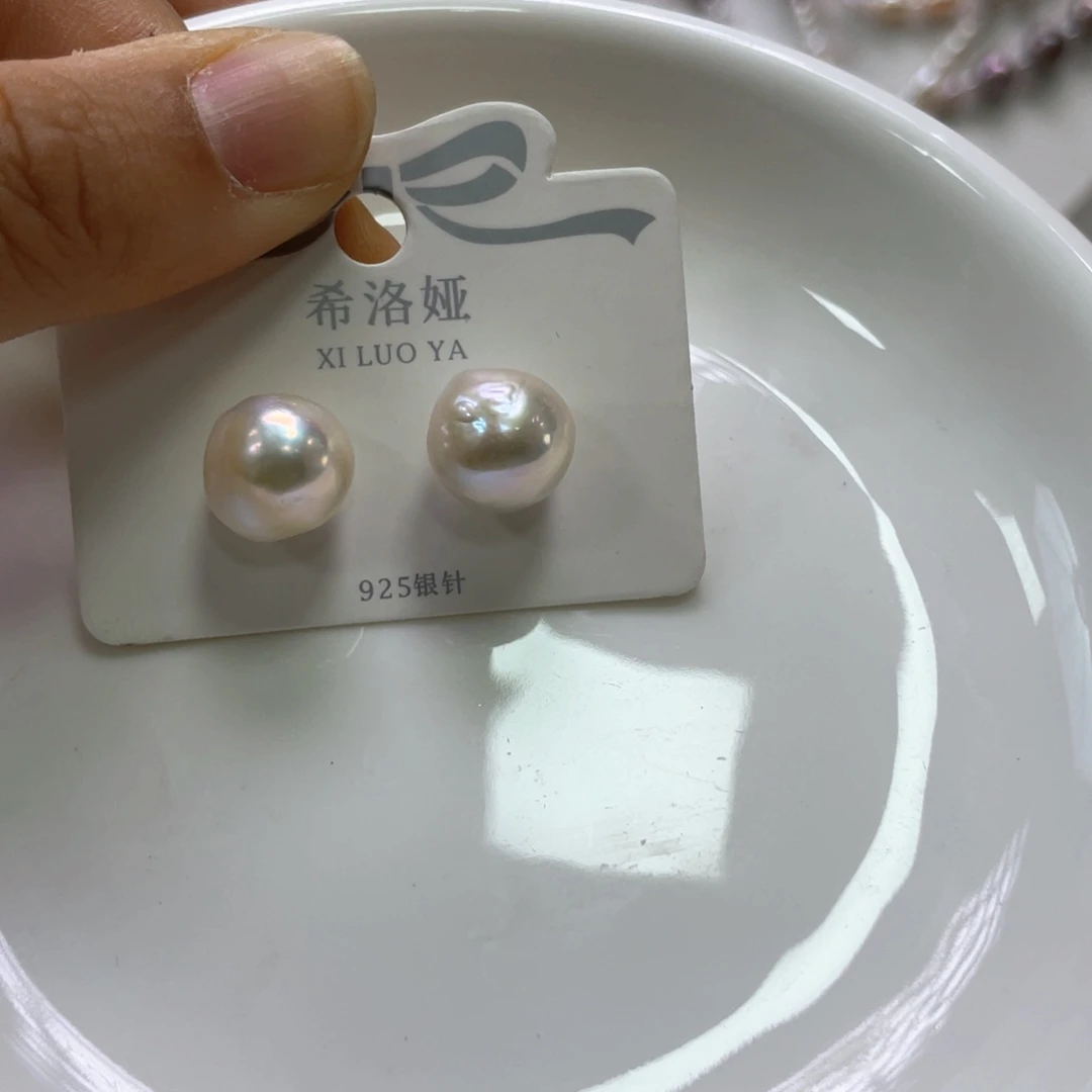 银S925镶嵌淡水珍珠耳饰