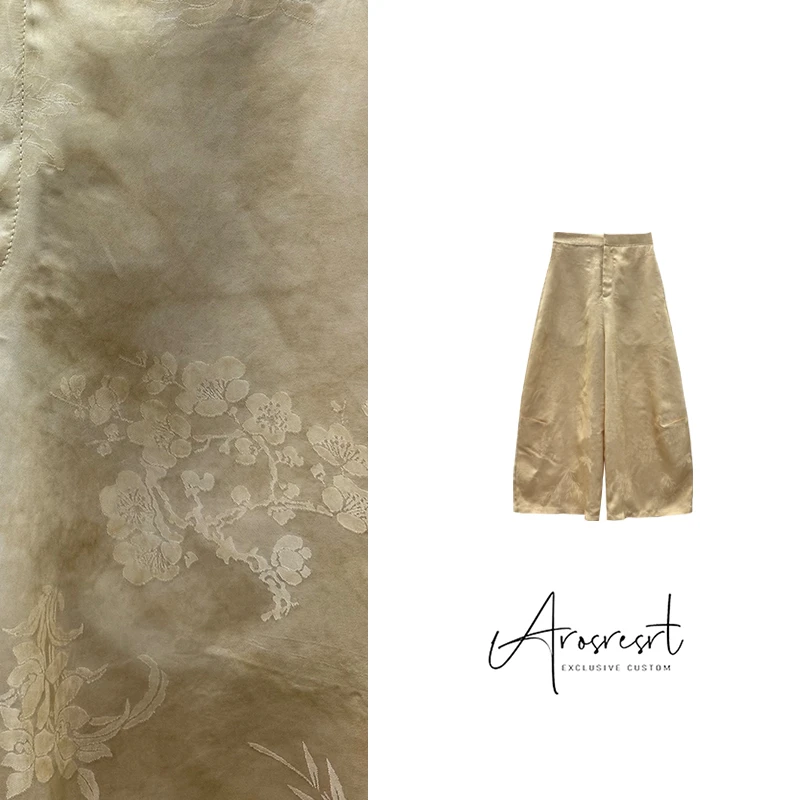 【草木竹蝶】新中式立体剪裁拼接遮肉显瘦阔腿裤