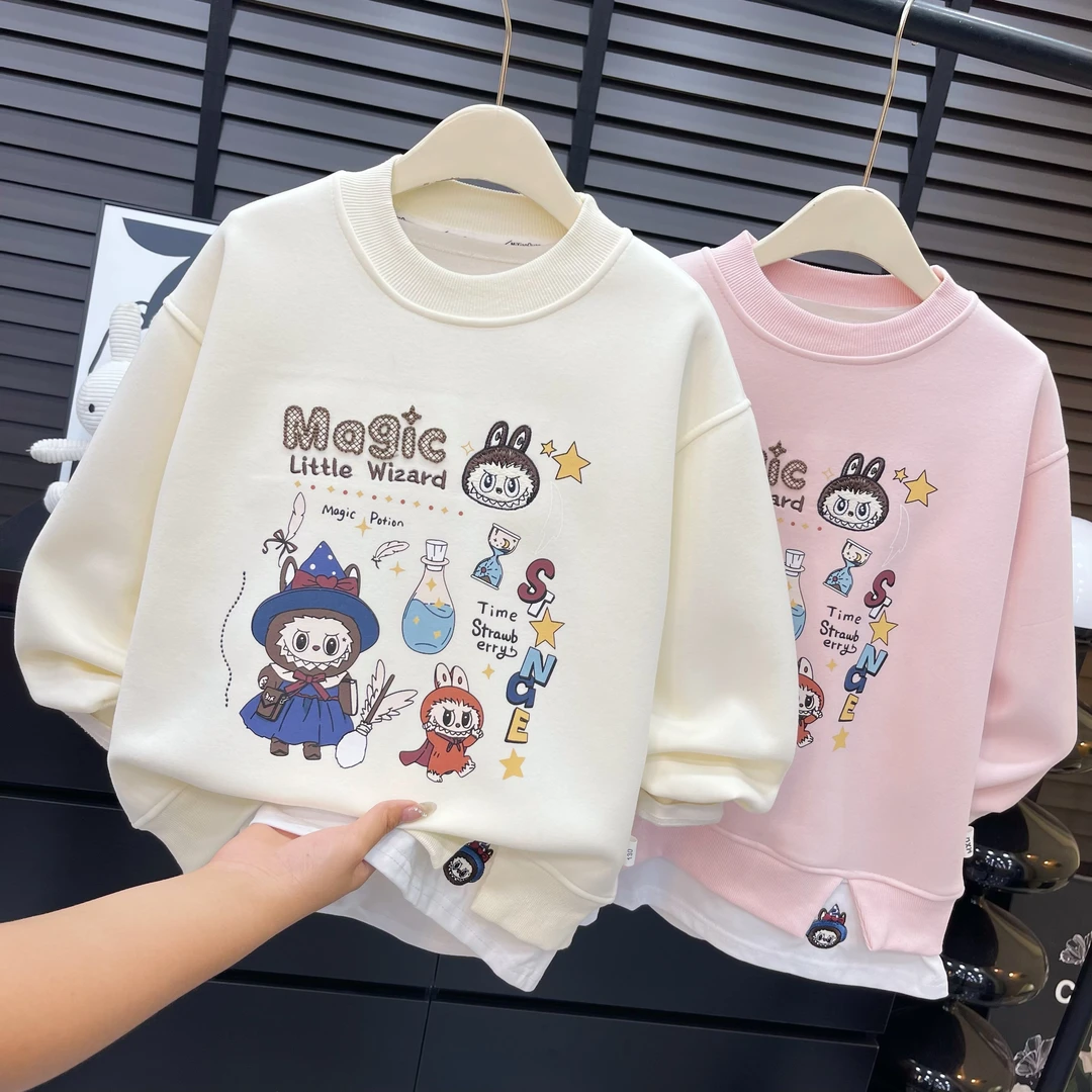 【专属定制】2025韩版~女童秋季新款LABUBU魔法小巫师卡通卫衣10210