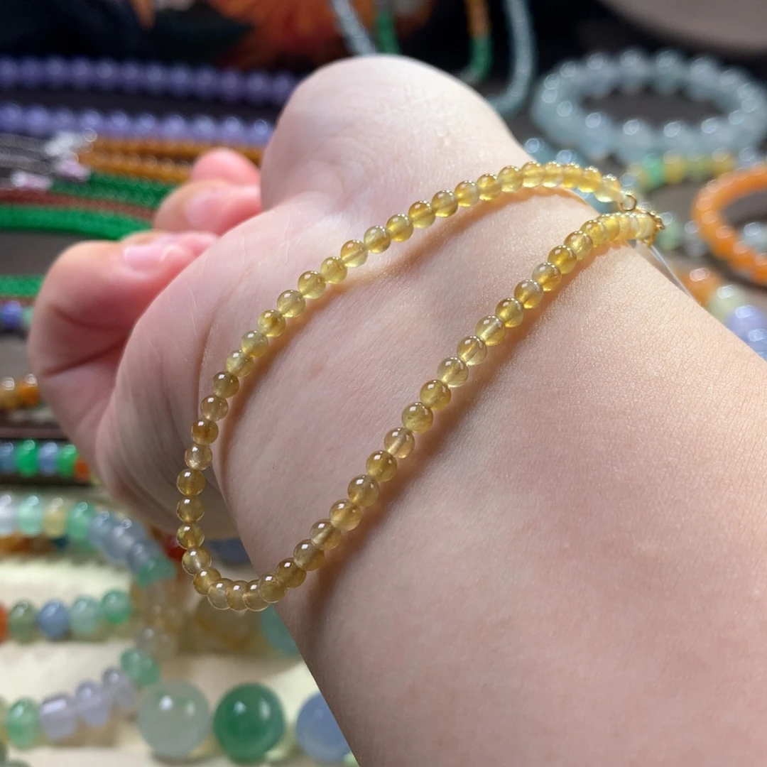 未镶嵌手链翡翠性价比高冰满色冰黄小米手链卡3~3.3