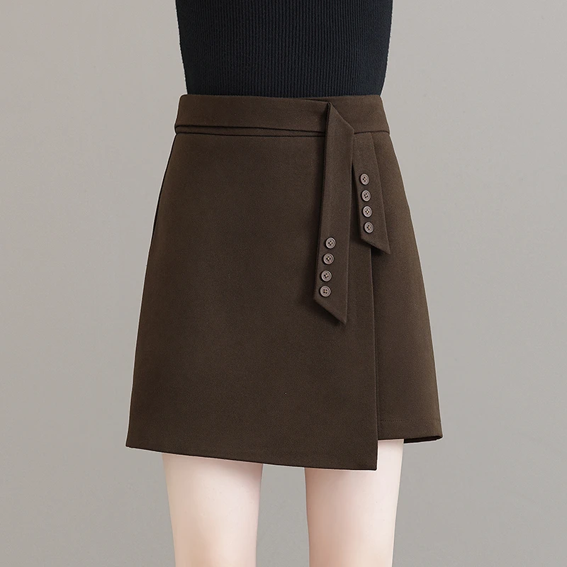 拉夏贝尔不规则显瘦A字半身裙女2025秋冬新款韩版高腰时尚包臀裙