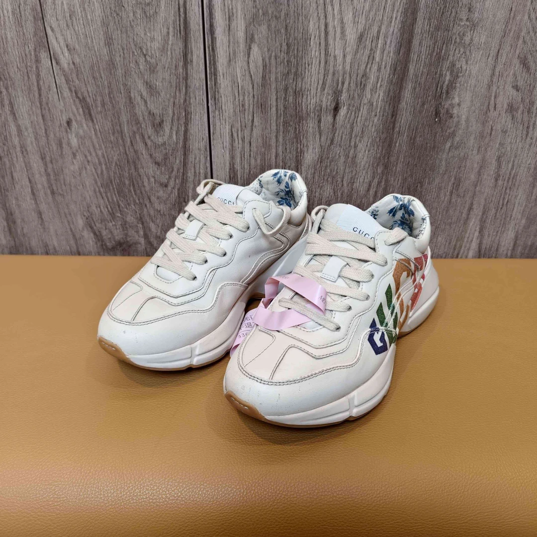 99新 GUCCI/古驰 Gucci 彩虹炫彩字母老爹鞋/34.5码/95新/33608