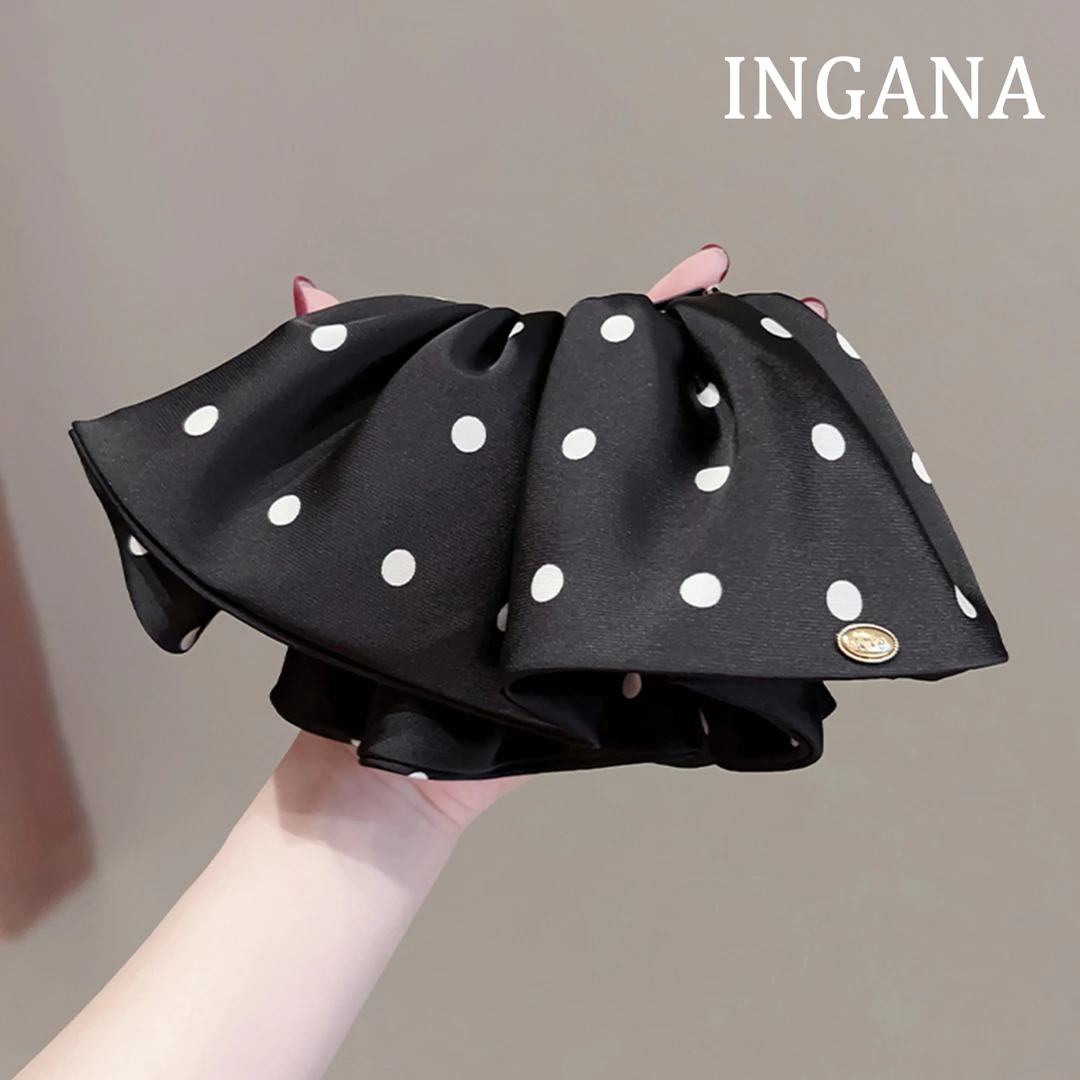 2025韩系新款优雅波点缎面弹簧夹时尚百搭发夹高级感气质发卡头饰