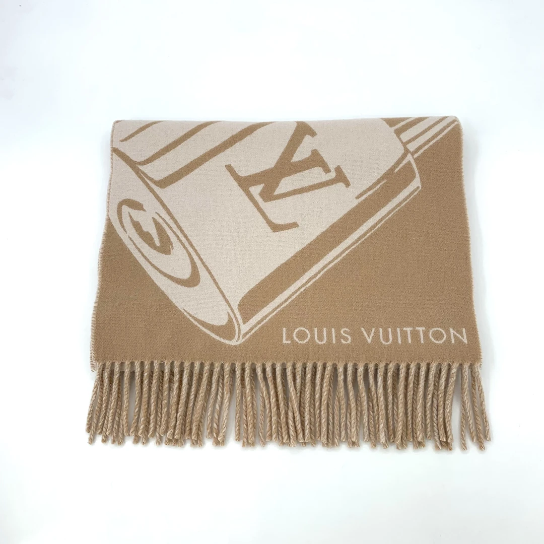 99新 LouisVuitton/路易威登 J14005 logo字母印花围巾 195*45cm