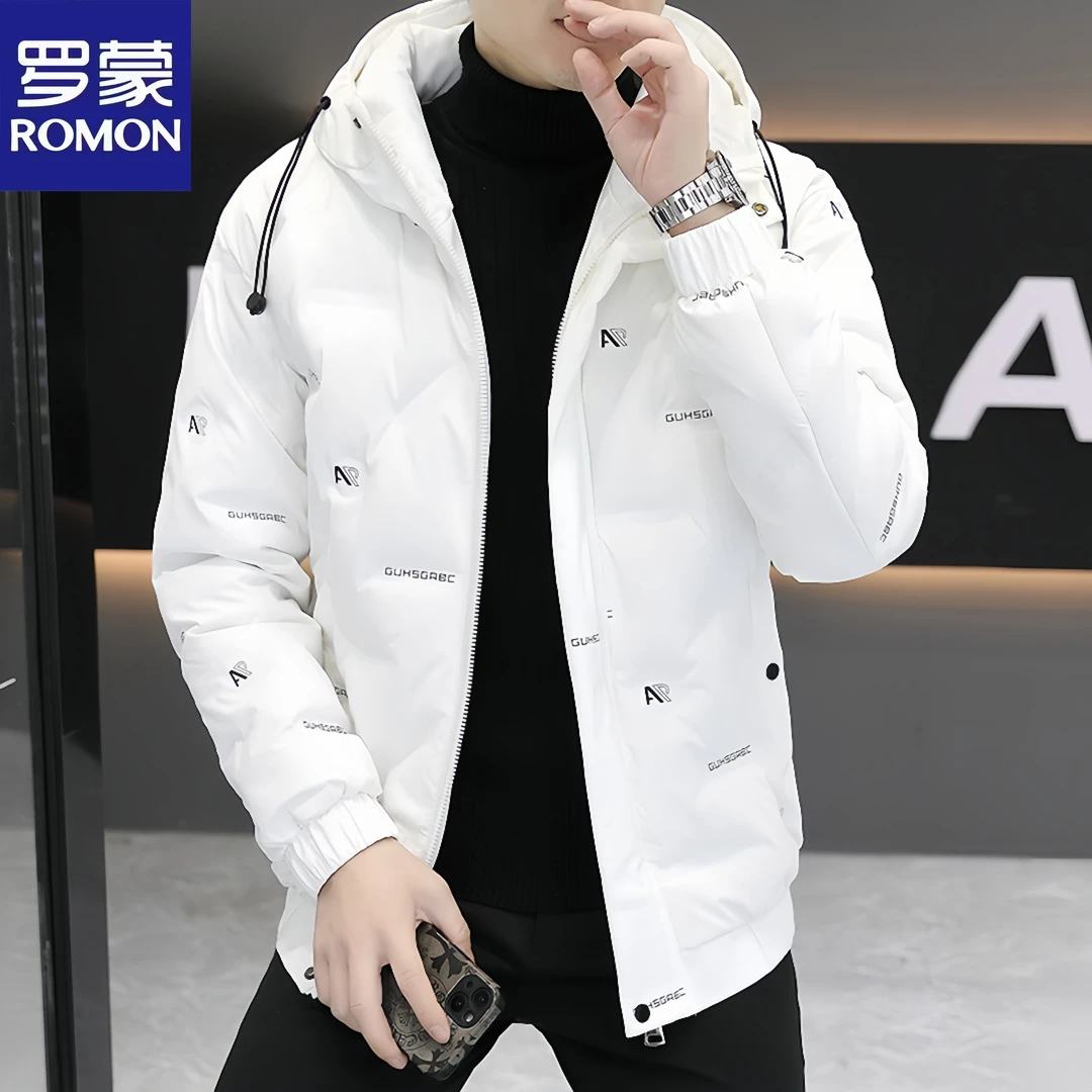 罗蒙轻薄防寒服潮流休闲短款冬季新款加厚防寒连帽男士保暖外套