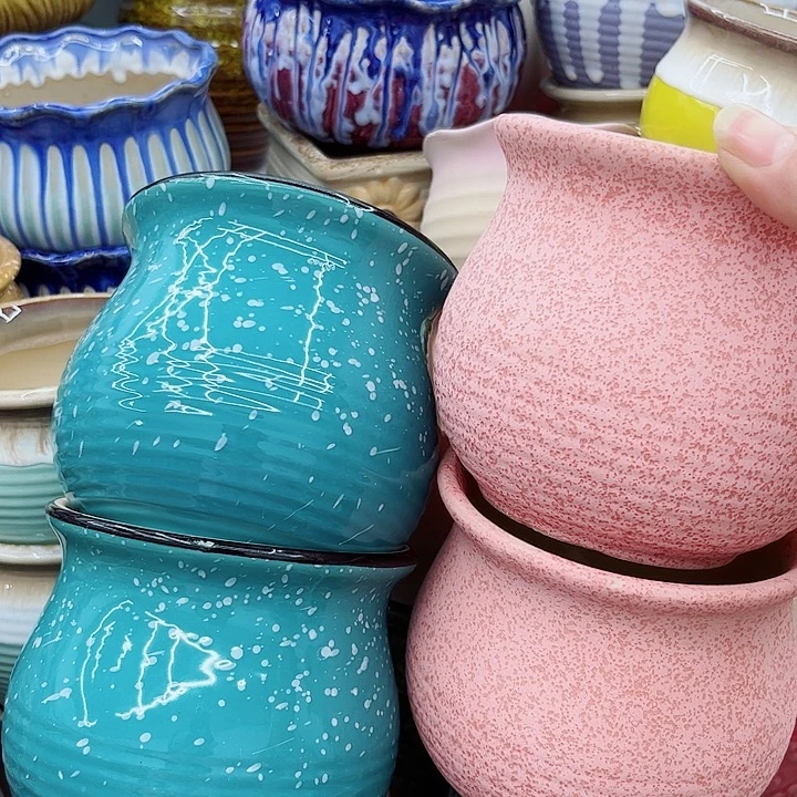 多肉绿植陶瓷花盆9.9包邮，有孔