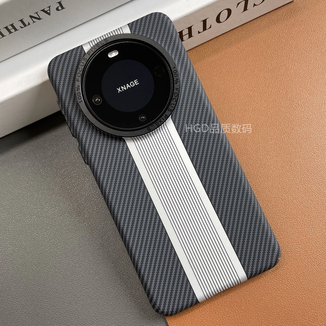 适用华为mate60/60Pro/60RS碳纤维纹理手机壳P60/P60pro金属镜头