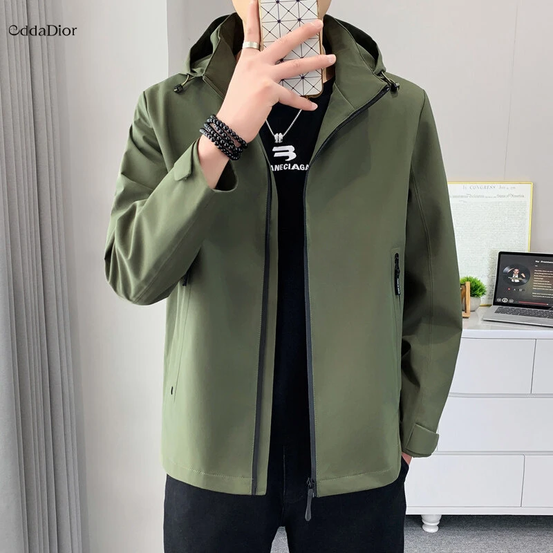 Edda Dior法国轻奢品牌连帽防风外套男士2025春秋新款休闲冲锋衣