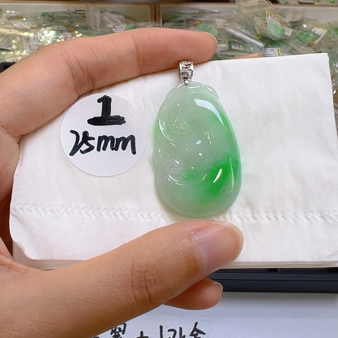 翡翠18K金镶嵌吊坠(不含链)翡翠