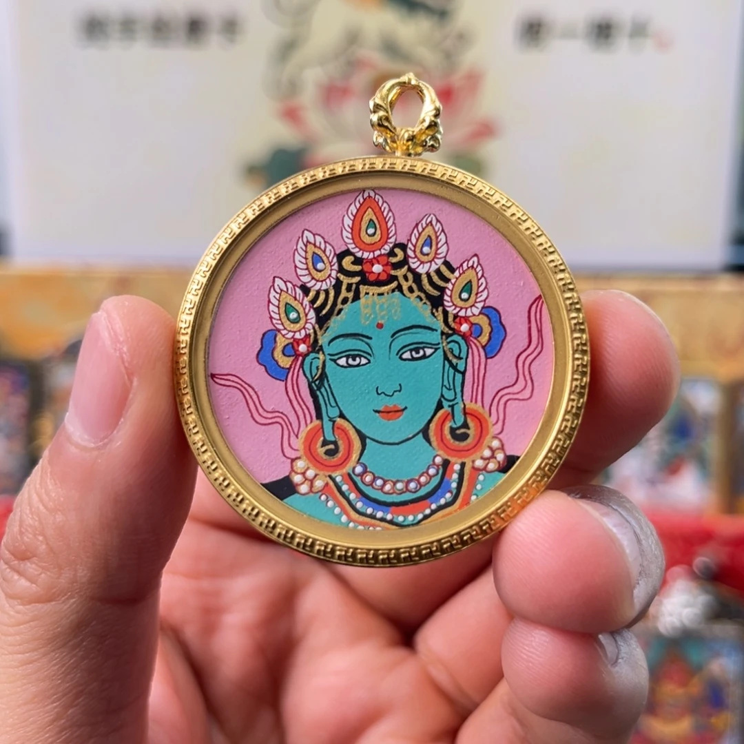 吊坠纯手绘绿度母