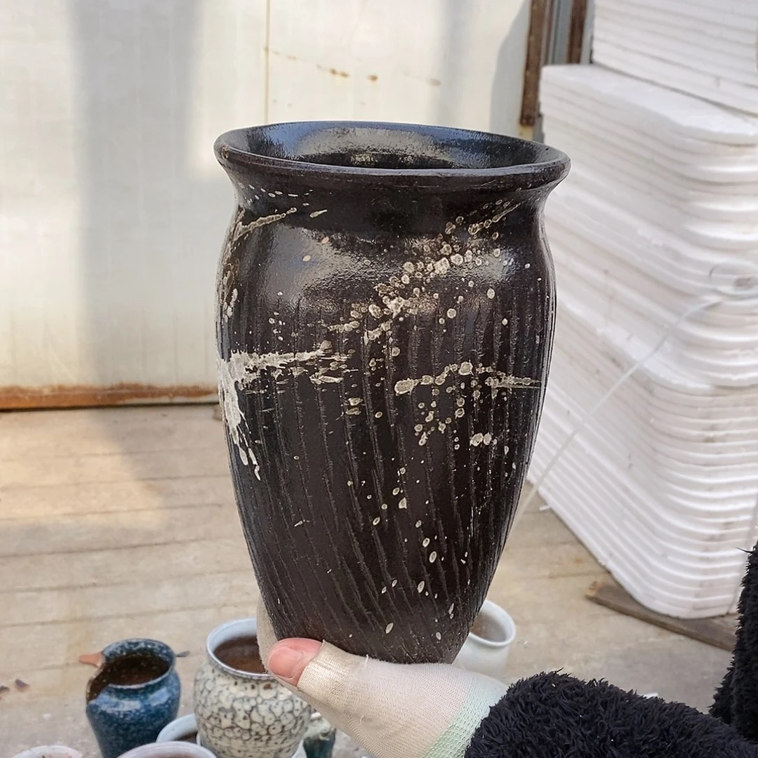 紫砂花盆瑕疵口15高25