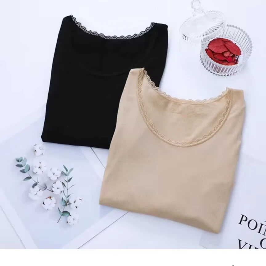 744面膜上衣蕾丝边长袖身体加绒袖子不加绒