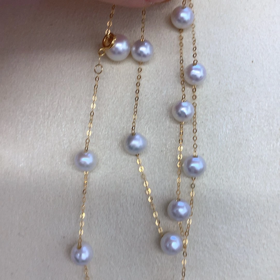 淡水珍珠颈饰18K金镶嵌