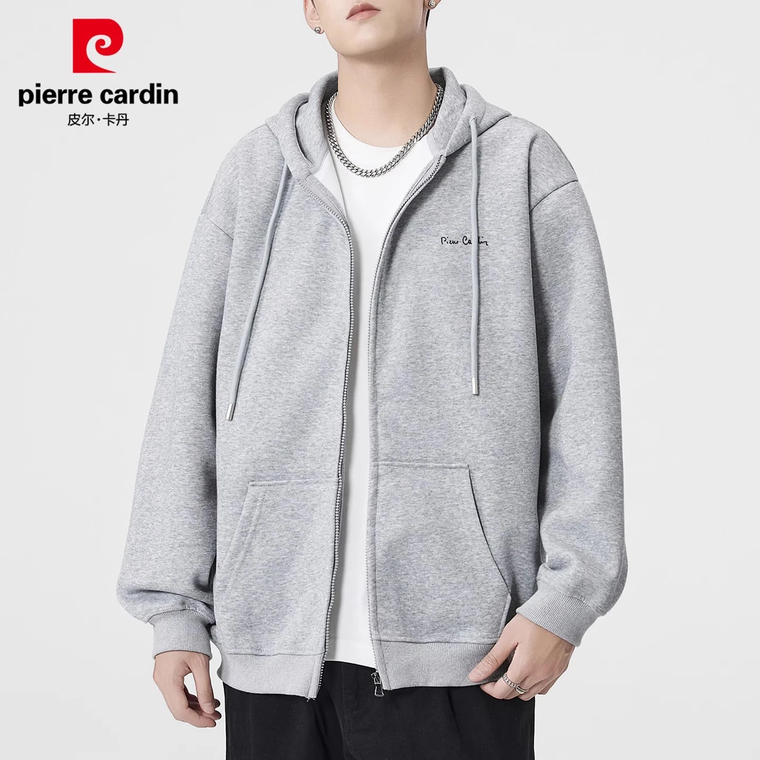 皮尔卡丹男士连帽开衫卫衣2025秋季新款潮流痞帅休闲运动外套男装