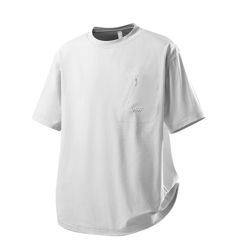 新款夏季户外冰丝透气凉爽短袖宽松T恤衫圆领宽松运动舒适上衣